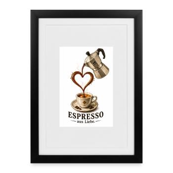 EspressoHerz aus Liebe - Gerahmtes Poster (27 × 37 cm) - Schwarz - Vorne