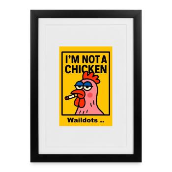 Poule rebelle avec une cigarette - Affiche encadrée (27 × 37 cm) - noir - Devant