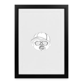 Baby swag: cap and glasses - Framed poster (27 × 37 cm) - black - Front