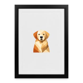 Golden Dog Family Retriever Dog Nature Love - Framed poster (27 × 37 cm) - black - Front