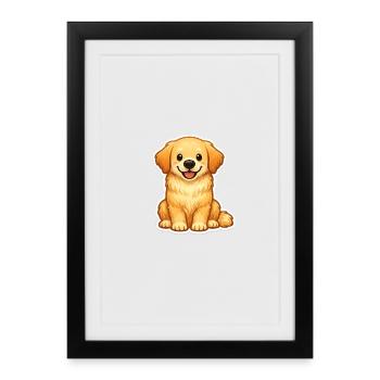 Golden Dog Family Retriever Dog Nature Love - Framed poster (27 × 37 cm) - black - Front