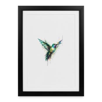 Wild Geometry - Hummingbird - Framed poster (27 × 37 cm) - black - Front