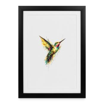 Wild Geometry Hummingbirds - Framed poster (27 × 37 cm) - black - Front