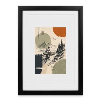 Mountain Path Cyclists Evening Sun - Framed poster (27 × 37 cm) - black - Front