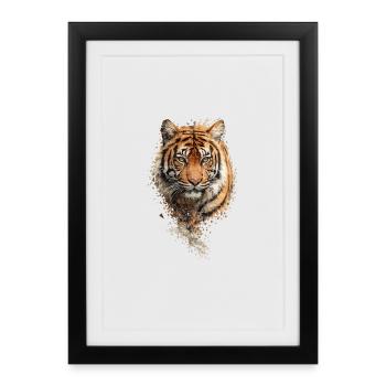 Tiger Watercolor Fragment - Framed poster (27 × 37 cm) - black - Front