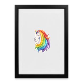 Don Esprit Animal Licorne Arc-en-ciel - Affiche encadrée (27 × 37 cm) - noir - Devant