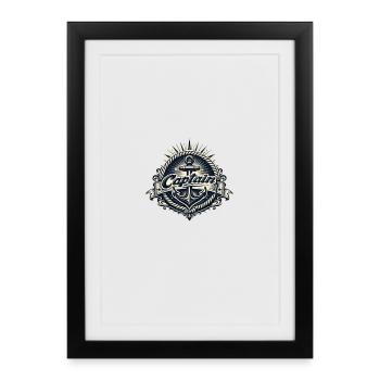 Emblème du capitaine avec ancre et soleil - Affiche encadrée (27 × 37 cm) - noir - Devant