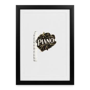 Piano Heart Ornament Music Design - Framed poster (27 × 37 cm) - black - Front