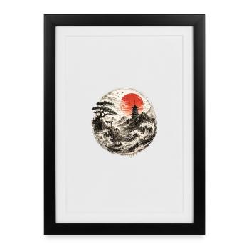 Sun Circle Zen Landscape - Framed poster (27 × 37 cm) - black - Front