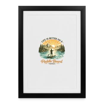 La vie est meilleure sur une planche de paddle – SUP vintage - Affiche encadrée (27 × 37 cm) - noir - Devant