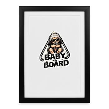 Baby on Board Sticker - Framed poster (27 × 37 cm) - black - Front