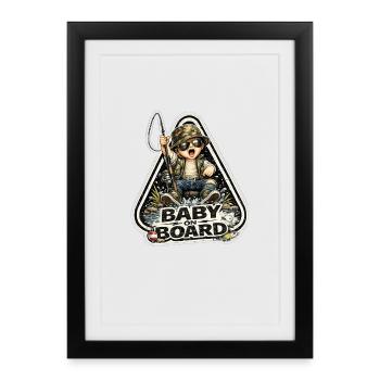 Kleiner Küstenabenteurer mit Angel - Gerahmtes Poster (27 × 37 cm) - Schwarz - Vorne