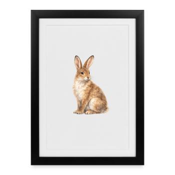 Watercolor Rabbit Motif - Framed poster (27 × 37 cm) - black - Front