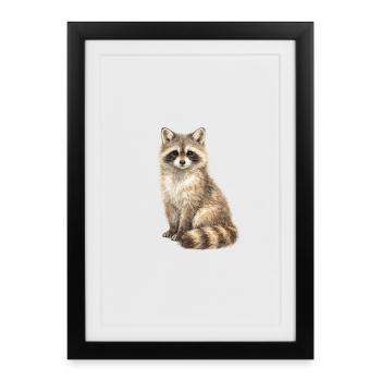 Raccoon in the dream forest - Framed poster (27 × 37 cm) - black - Front