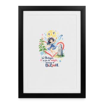 Bretagne un peu de magie beaucoup de BiZouH  - Affiche encadrée (27 × 37 cm) - noir - Devant