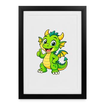 Green Dragon Friend - Framed poster (27 × 37 cm) - black - Front