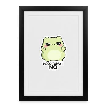Humeur aujourd’hui : Non – Créature Kawaii Verte - Affiche encadrée (27 × 37 cm) - noir - Devant