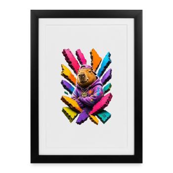 Cool Capybara Capybara - Chill Mode - Framed poster (27 × 37 cm) - black - Front