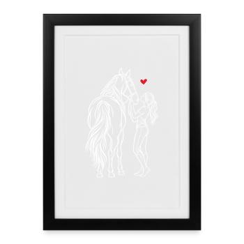 Horse Girl Riding Pony Rider - Framed poster (27 × 37 cm) - black - Front
