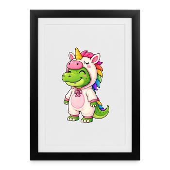 Mignon crocodile en costume de licorne - Affiche encadrée (27 × 37 cm) - noir - Devant
