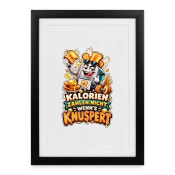 Kalorien Zählen Nicht Wenn's Knuspert Toaster - Gerahmtes Poster (27 × 37 cm) - Schwarz - Vorne