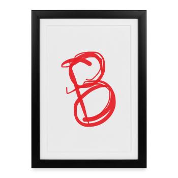 Oblique rouge peppy B - Affiche encadrée (27 × 37 cm) - noir - Devant
