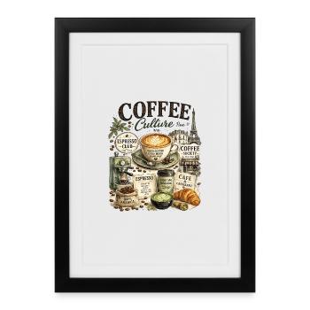 Culture Café Paris Illustration - Affiche encadrée (27 × 37 cm) - noir - Devant