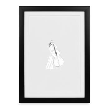 Contrebassiste élégant Contrebasse - Affiche encadrée (27 × 37 cm) - noir - Devant