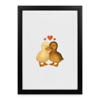 Canard bon, amour bon – canards câlins - Affiche encadrée (27 × 37 cm) - noir - Devant