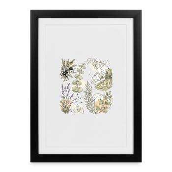 Natürliche Aquarellbotanik - Gerahmtes Poster (27 × 37 cm) - Schwarz - Vorne