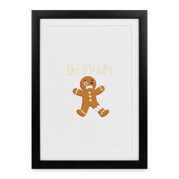 Gingerbread Man with Shocked Expression (Oh Snap) - Framed poster (27 × 37 cm) - black - Front