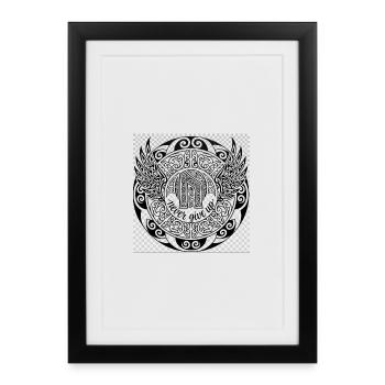Ne jamais abandonner les ailes de mandala avec le sryle maori - Affiche encadrée (27 × 37 cm) - noir - Devant