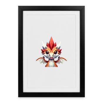 Un petit dragon de style polygone - Affiche encadrée (27 × 37 cm) - noir - Devant