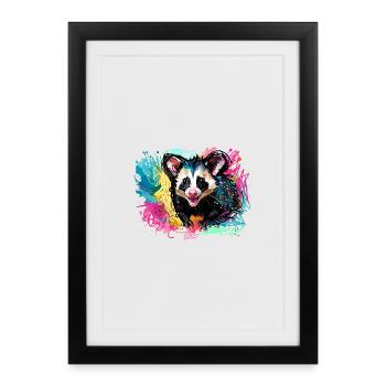 opossum, ilustration, opossum, coloré, graffiti - Affiche encadrée (27 × 37 cm) - noir - Devant