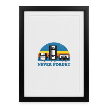 Never Forget Retro Vintage Disk VHS Cassette Shirt - Framed poster (27 × 37 cm) - black - Front
