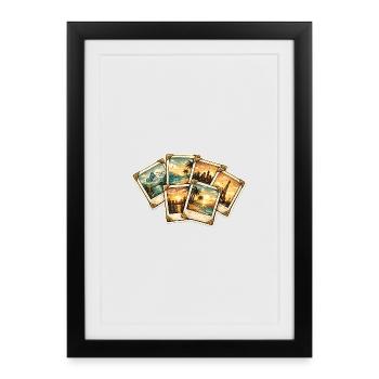Cartes postales vintage Coucher de soleil tropiques - Affiche encadrée (27 × 37 cm) - noir - Devant