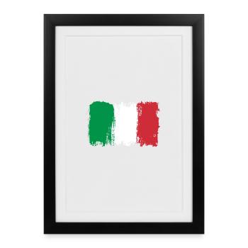 Italian Flag Brush Strokes - Framed poster (27 × 37 cm) - black - Front