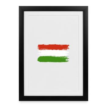 Hungarian Flag Brush Strokes - Framed poster (27 × 37 cm) - black - Front