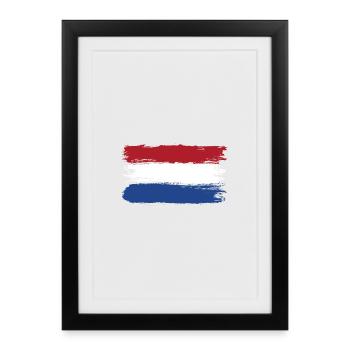 Dutch Flag Brush Strokes - Framed poster (27 × 37 cm) - black - Front