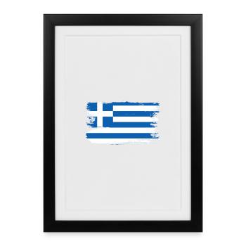 Coup de pinceau du drapeau grec - Affiche encadrée (27 × 37 cm) - noir - Devant