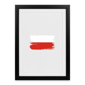Brush Stroke Polish Flag - Framed poster (27 × 37 cm) - black - Front