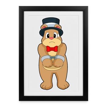 Bear Groom Menottes Mariage - Affiche encadrée (27 × 37 cm) - noir - Devant