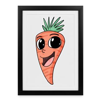Carotte végétalienne Carotte Carotte Carottes - Affiche encadrée (27 × 37 cm) - noir - Devant