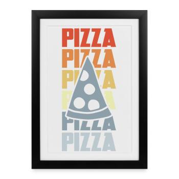 Pizza rétro - Affiche encadrée (27 × 37 cm) - noir - Devant