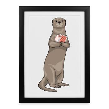 Cartes de poker Otter Poker - Affiche encadrée (27 × 37 cm) - noir - Devant