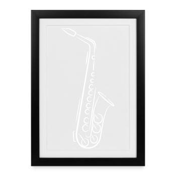 Saxophon Skizze - Gerahmtes Poster (27 × 37 cm) - Schwarz - Vorne