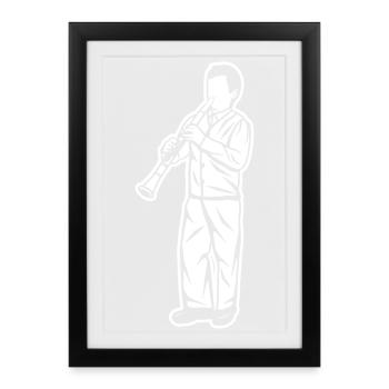 Clarinette Garçon - Affiche encadrée (27 × 37 cm) - noir - Devant