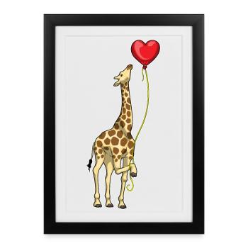 Giraffe Balloon - Framed poster (27 × 37 cm) - black - Front