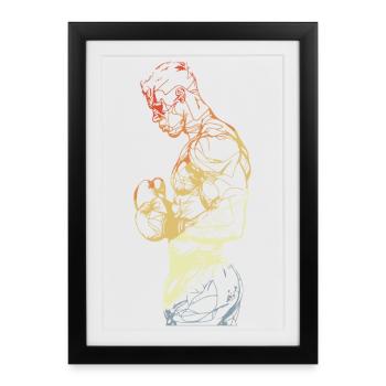 Vintage Boxer - Gerahmtes Poster (27 × 37 cm) - Schwarz - Vorne