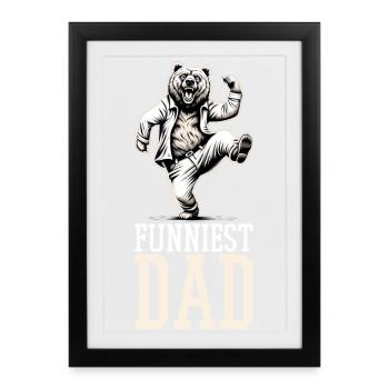 Cadeau d’ours dansant de père le plus drôle - Affiche encadrée (27 × 37 cm) - noir - Devant